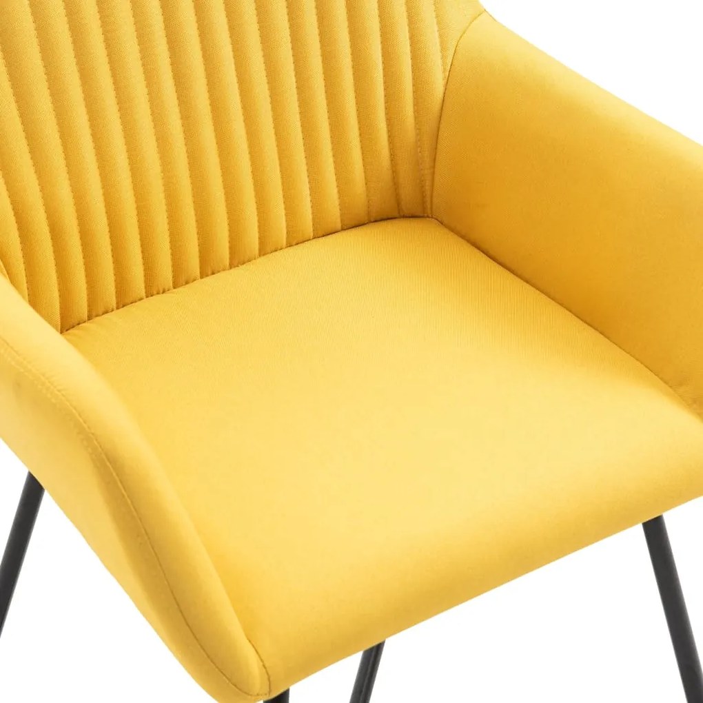 Cadeiras de jantar 2 pcs tecido amarelo