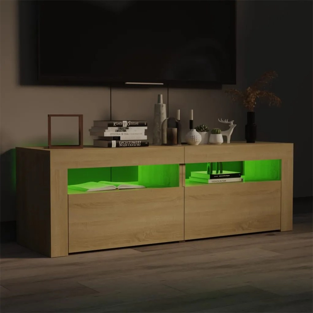 Móvel de TV com luzes LED 120x35x40 cm carvalho sonoma