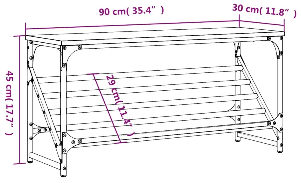 Sapateira 90x30x45 cm derivados de madeira cinzento sonoma