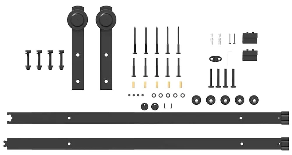 Kit de ferragens para porta deslizante 213,5 cm aço preto