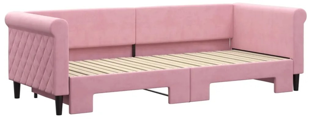 Sofá-cama com gavetão 80x200 cm veludo rosa