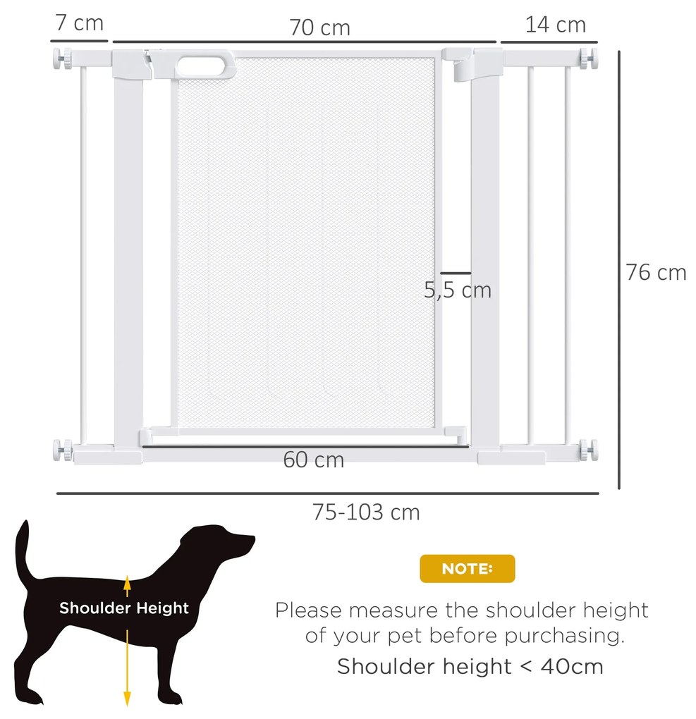 PawHut Barreira de Segurança para Cães Extensível 75-103 cm Barreira p