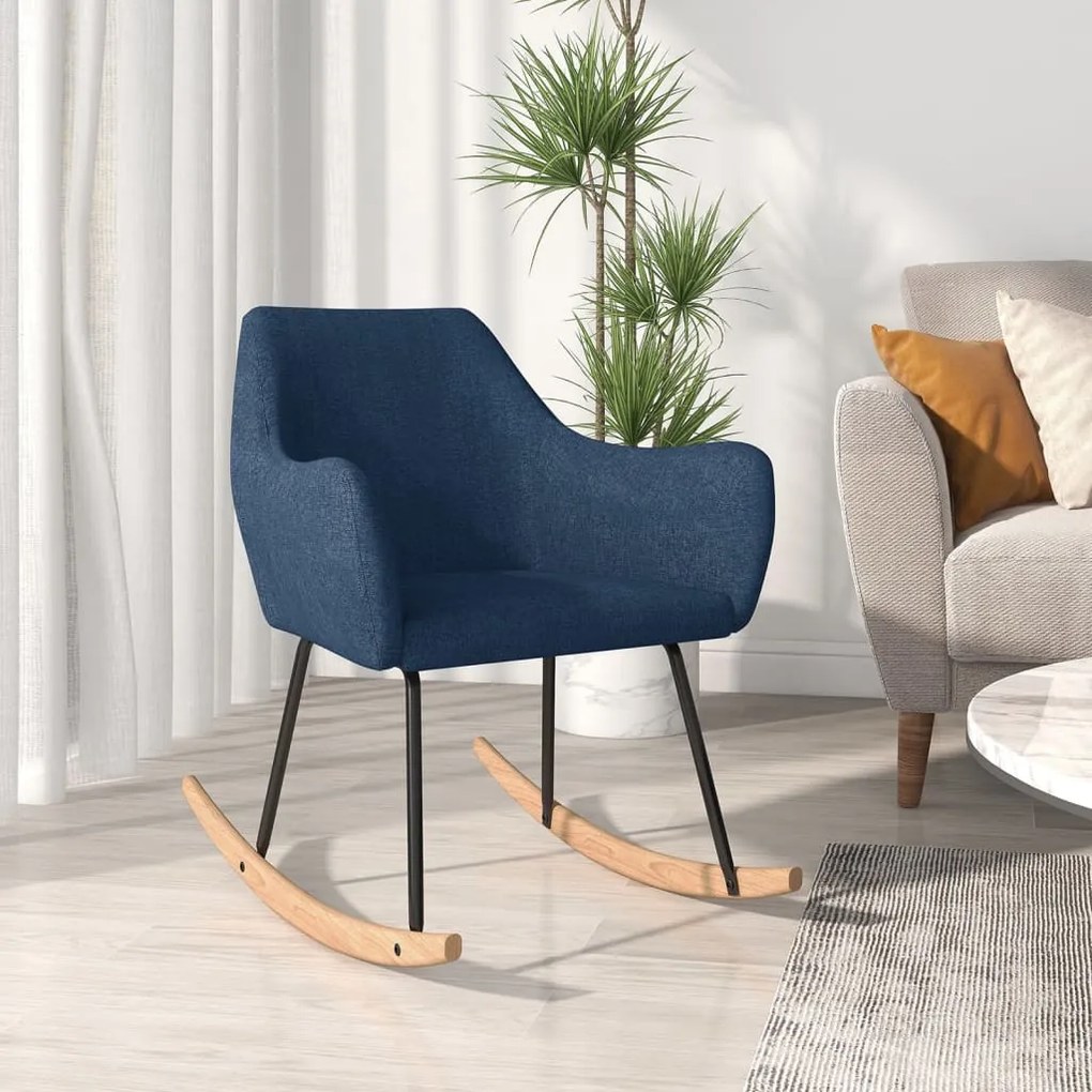 vidaXL Cadeira de baloiço tecido azul
