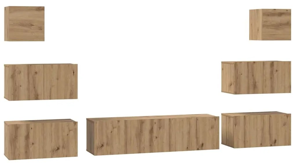 Conjunto de móvel de TV 8 pcs carvalho artisiano