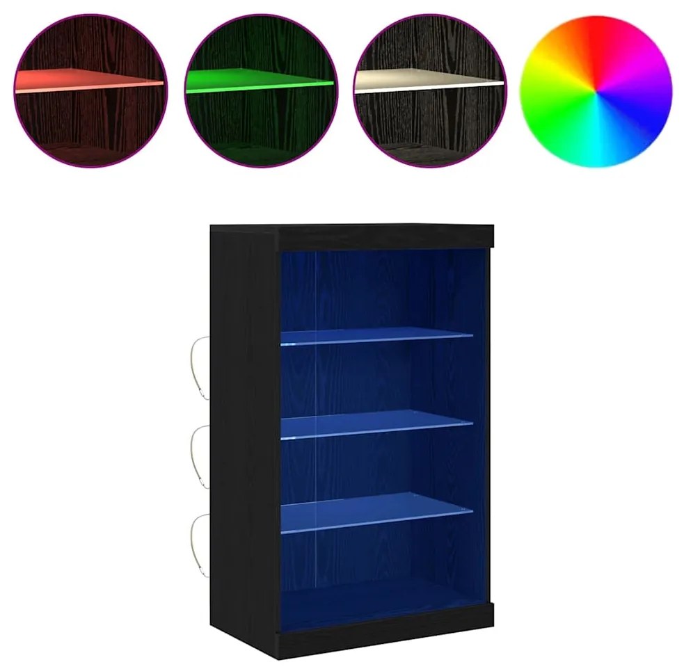 Sideboard vidaXL com Luzes LED Carvalho Preto 60,5x37x100 cm