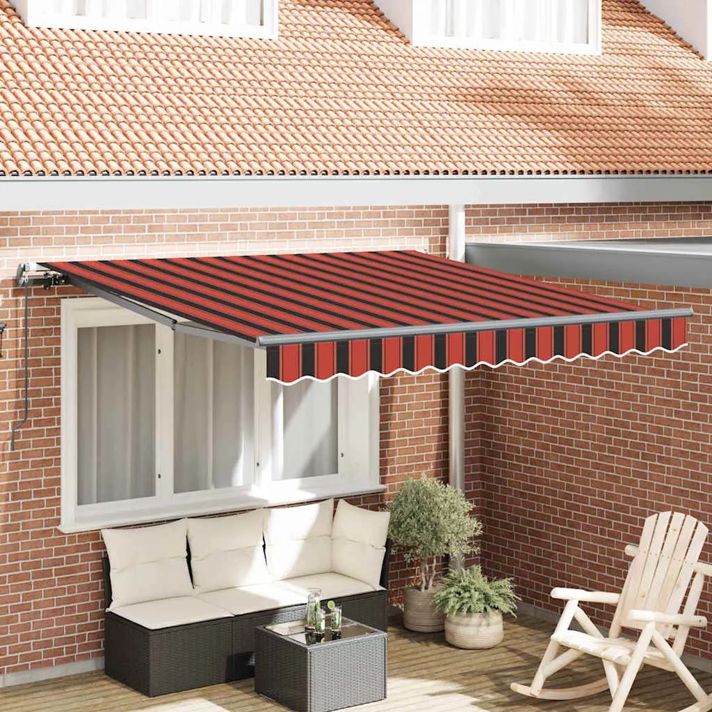 vidaXL Toldo Retrátil Manual laranja e castanho 300 x 250 cm