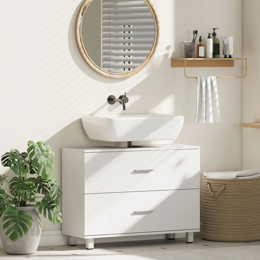 Móvel para Lavatório Pousar (NÃO INCLUIDO) com 2 Gavetas para Lavatório sem Pedestal 80x30x60 cm Branco