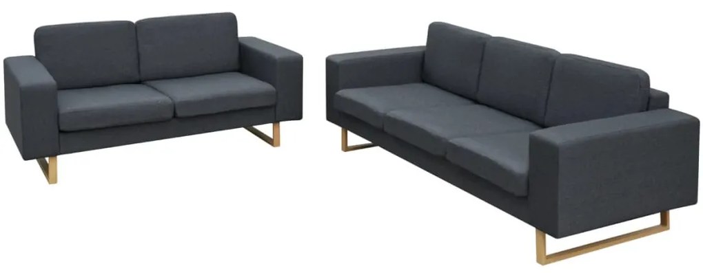 273816 vidaXL Conjunto sofá de 3 lugares e 2 lugares cinzento escuro