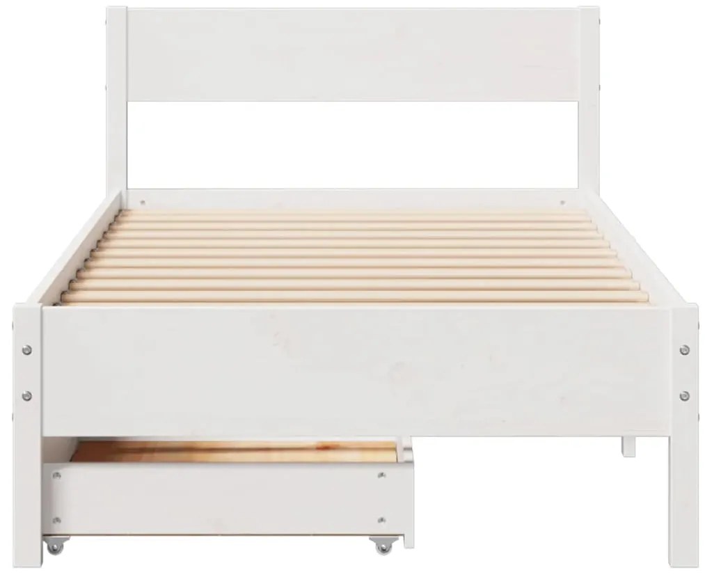 Cama sem colchão 100x200 cm madeira de pinho maciça branco
