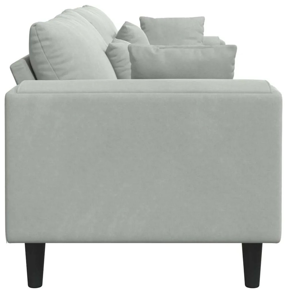 Sofá de Veludo com almofada com travesseiro Cinzento-claro 208 cm Velu