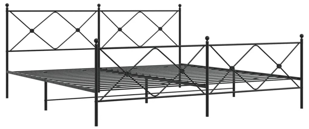 Estrutura de cama com cabeceira e pés 200x200 cm metal preto