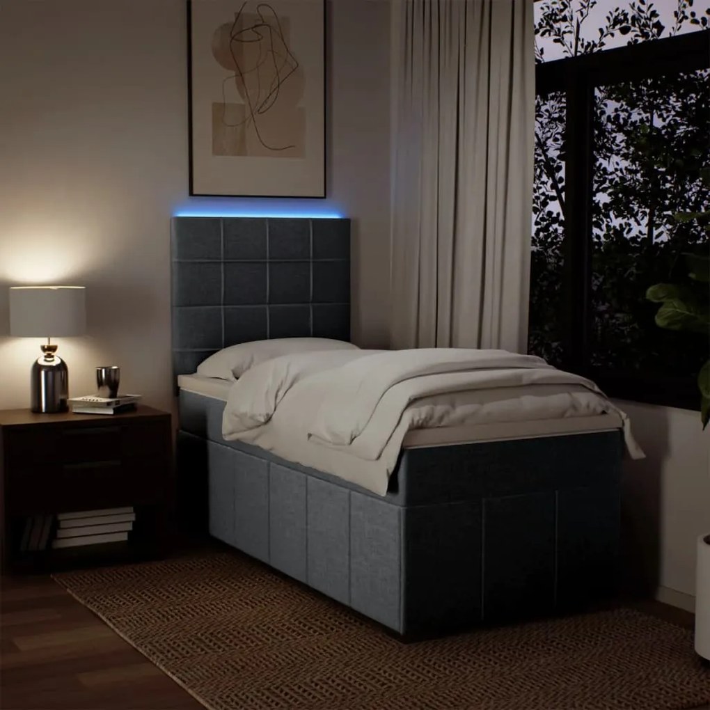 Cama com molas/colchão 80x200 cm tecido cinza-claro