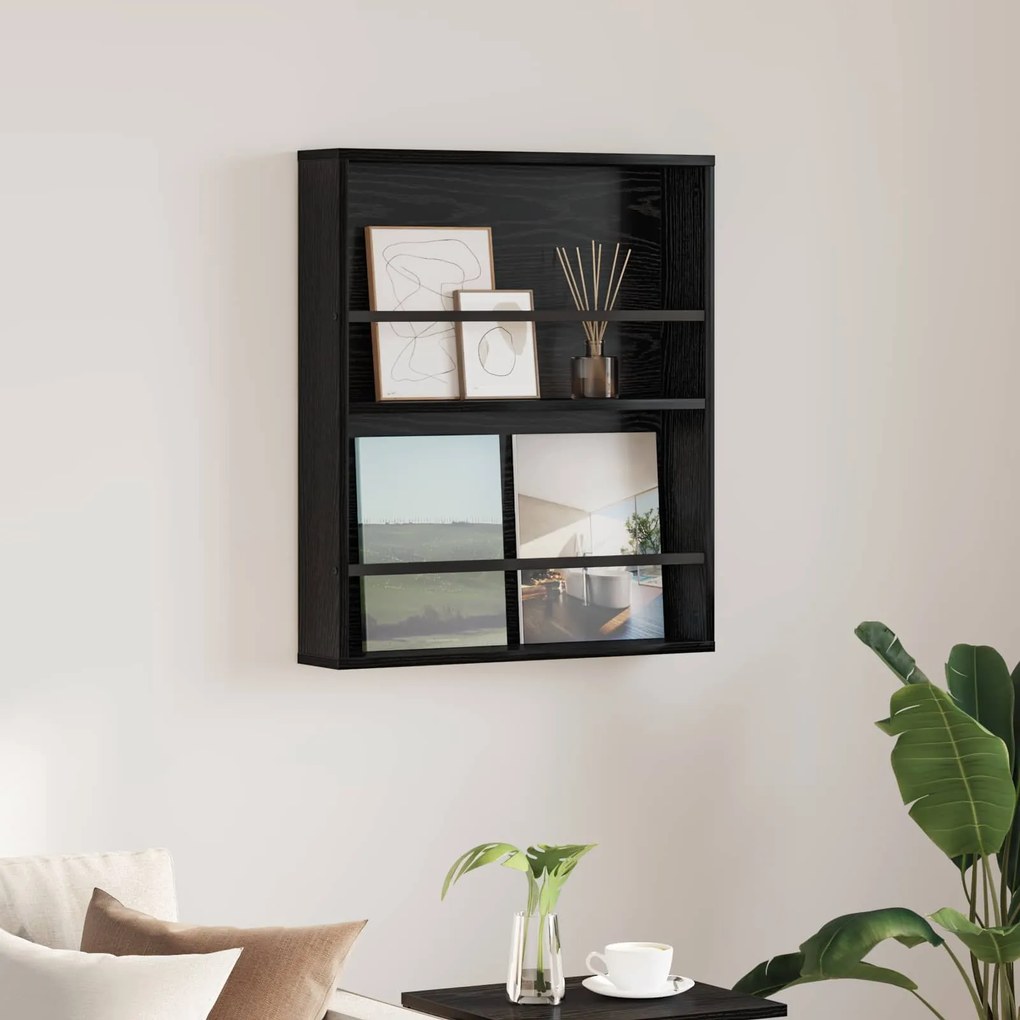vidaXL Estante de Revistas Carvalho Preto 60 x 12 x 70 cm