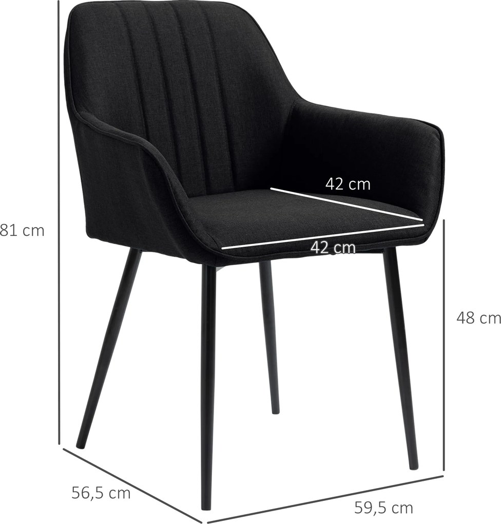 Conjunto de 2 cadeiras de sala de jantar Design escandinavo (MESA NÃO INCLUIDA) Pernas cónicas em metal pretas