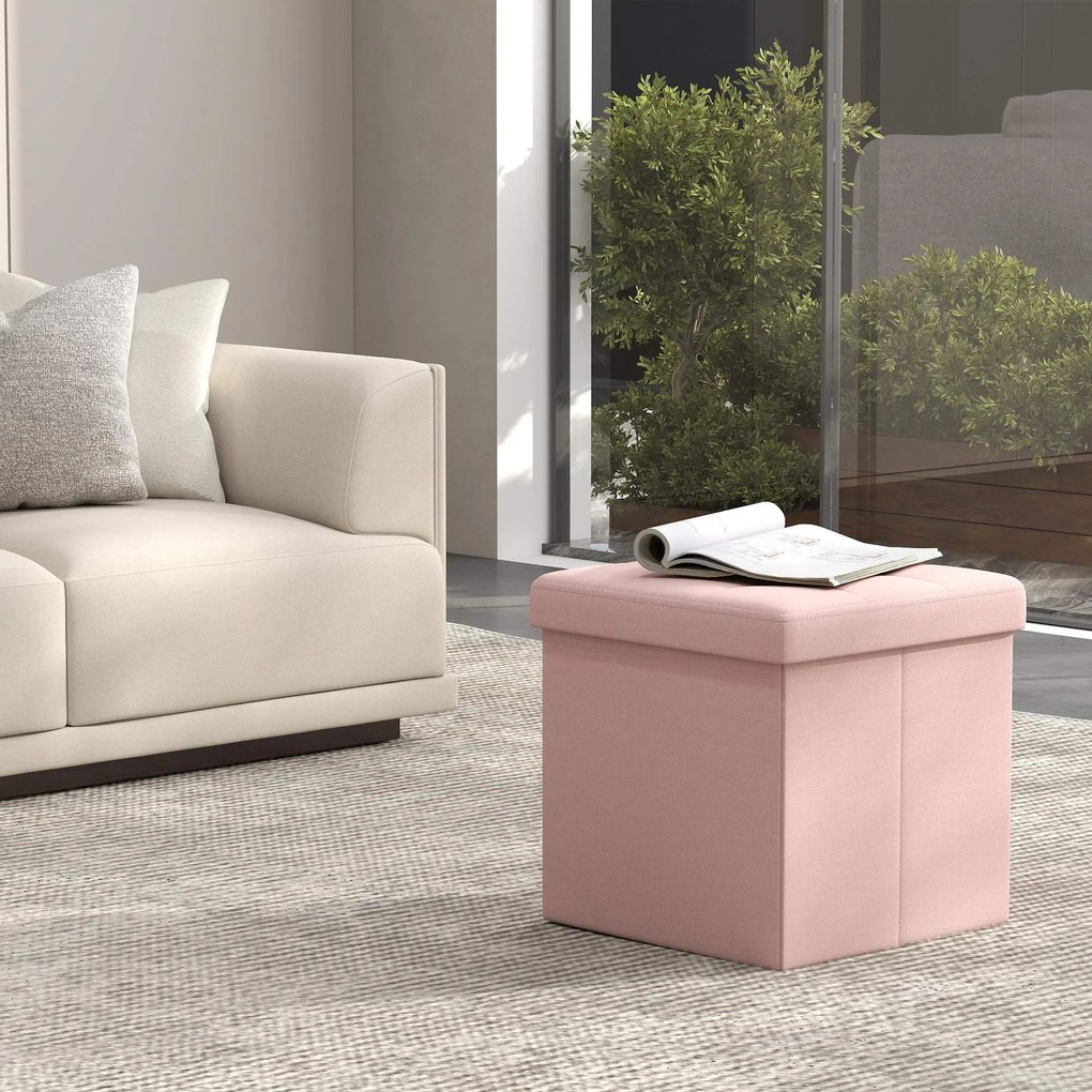 Banco com espaço de arrumação 30 x 30 x 30 cm rosa