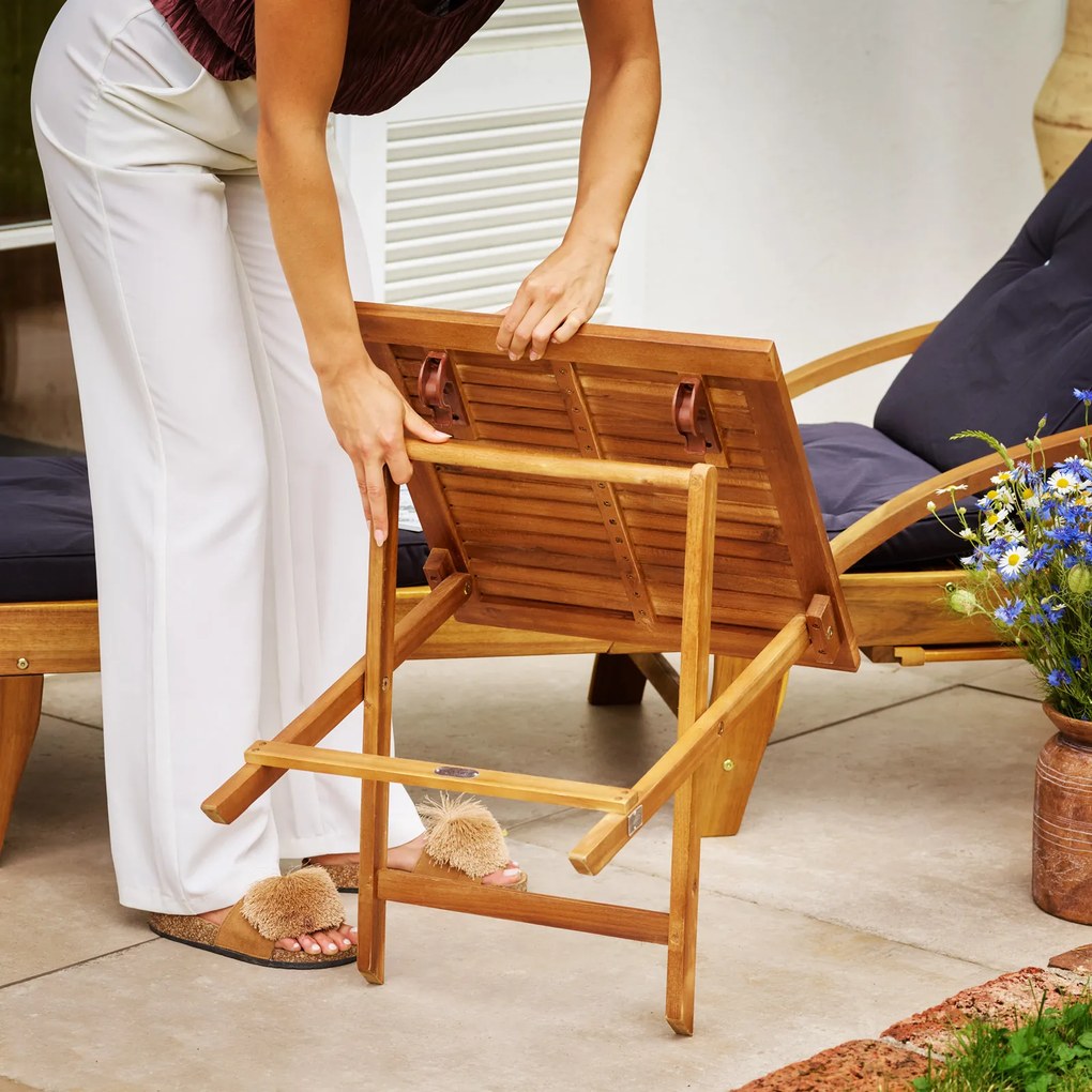 Mesa de jardim em madeira de acácia oleada 46x46 cm dobrável