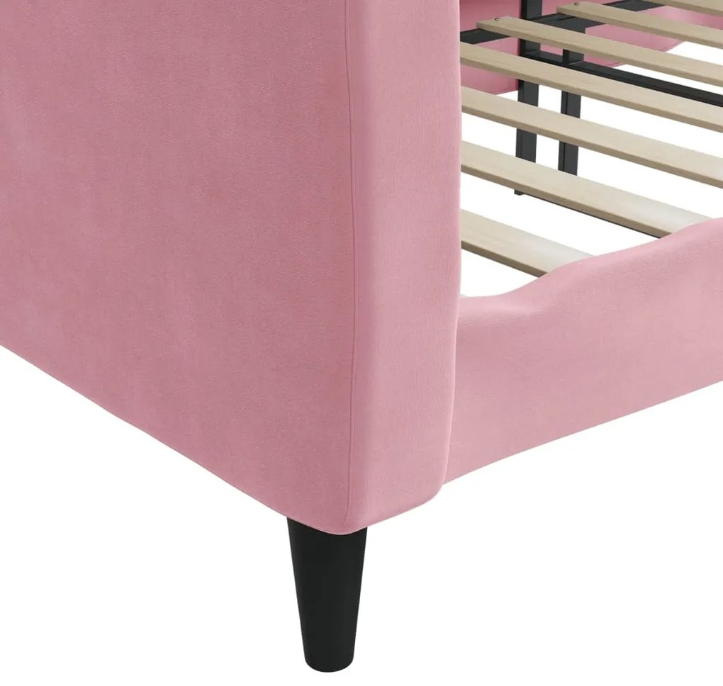 Sofá-cama 100x200 cm veludo rosa