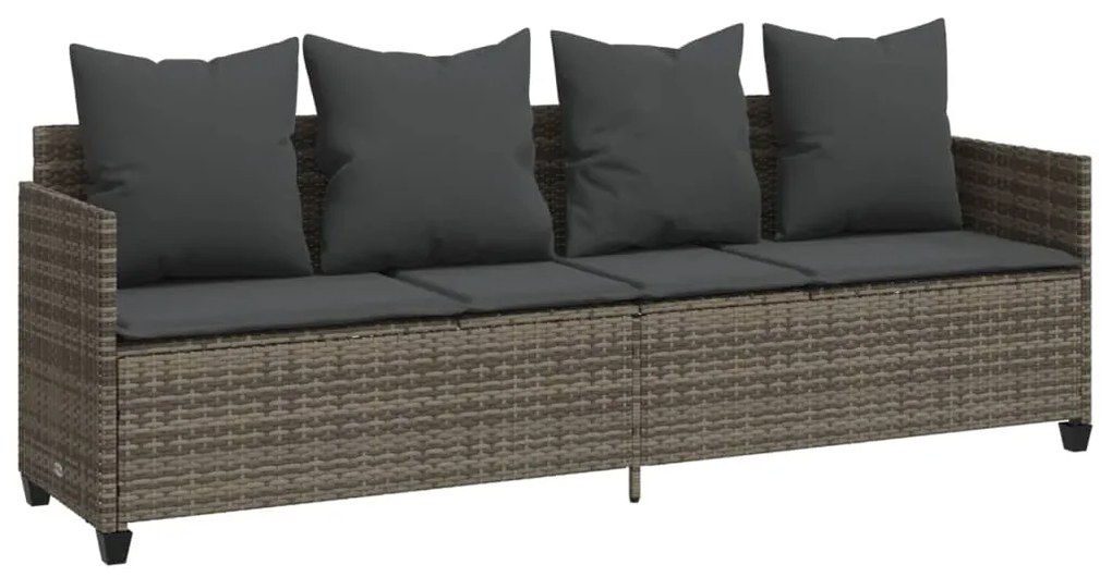 5 pcs conjunto sofás de jardim c/ almofadões vime PE cinzento
