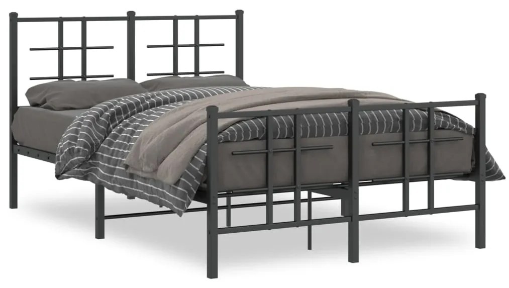 vidaXL Estrutura de cama com cabeceira e pés 120x200 cm metal preto