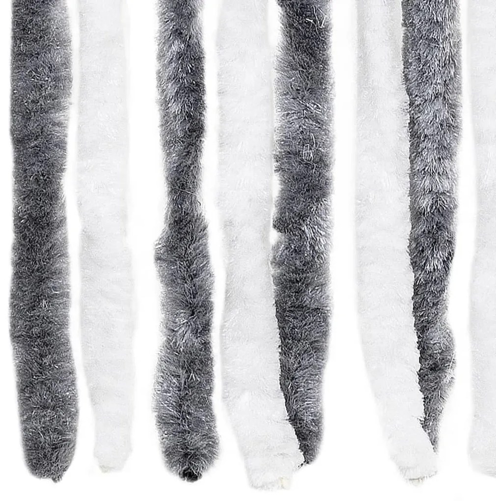 Cortina anti-insetos 56x200 cm chenille cinzento e branco