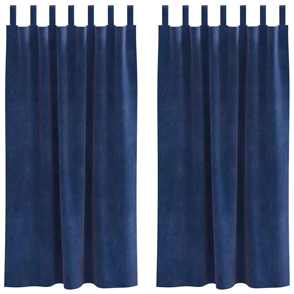 Cortinas Blackout vidaXL com Laços de Suspensão 2 pcs Veludo Azul Escu