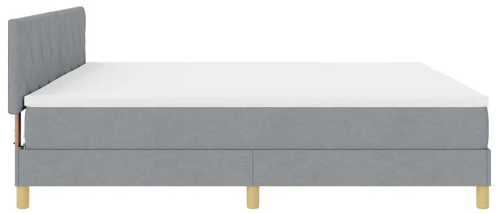 Cama Box Spring com Colchão e LED Cinza Claro 200x200 cm Tecido