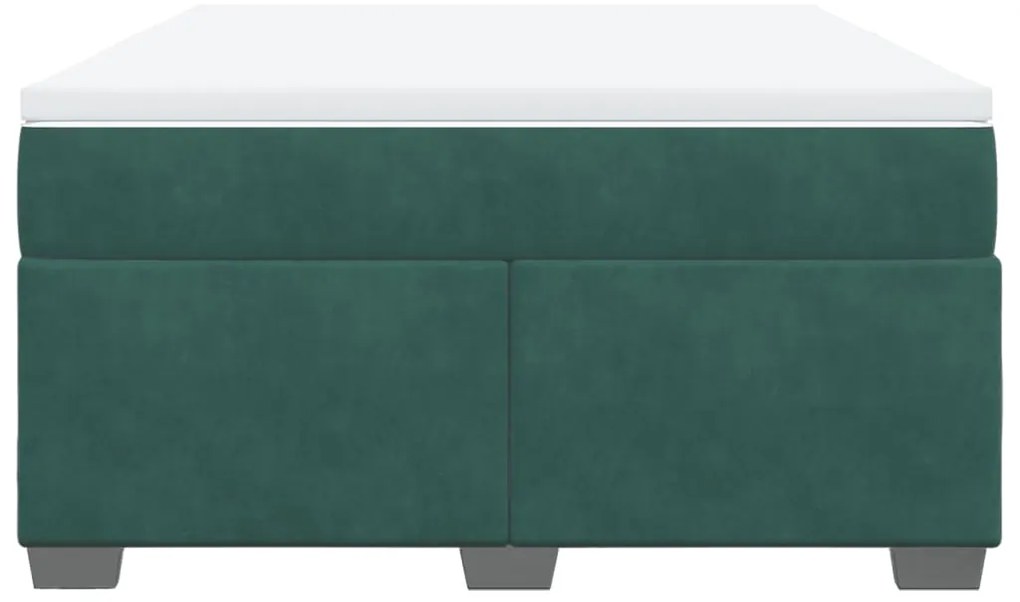 Cama com molas/colchão 160x200 cm veludo verde-escuro