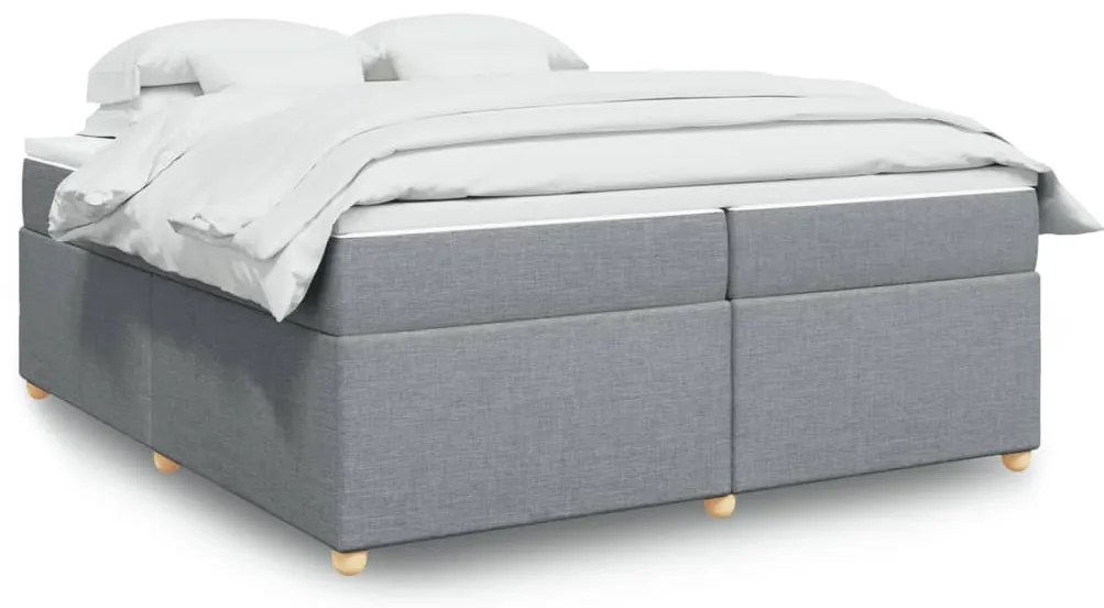 vidaXL Cama com molas/colchão 200x200 cm tecido cinza-claro