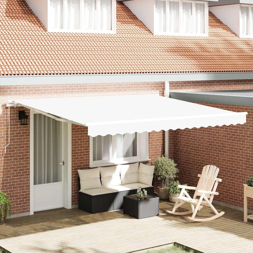 vidaXL Toldo Retrátil Manual Branco 400x300 cm