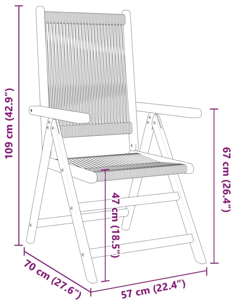 Cadeiras de jardim reclináveis 6 pcs acácia maciça cinzento