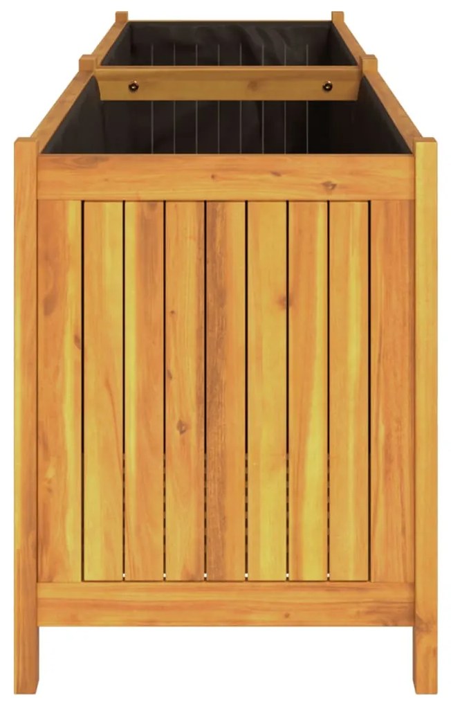 Vaso/floreira de jardim com forro 199x38,5x50 cm acácia maciça