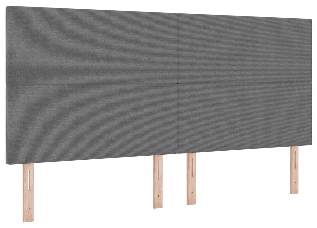 Cama Box Spring com Colchão Cinza Claro 200x200 cm Tecido de Corduroy