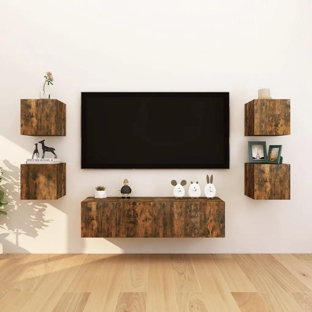 Móvel de TV de parede 30,5x30x30 cm cor carvalho fumado
