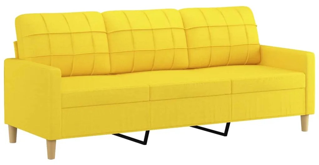 Sofá 3 lugares + almofadas decoração 180cm tecido amarelo-claro