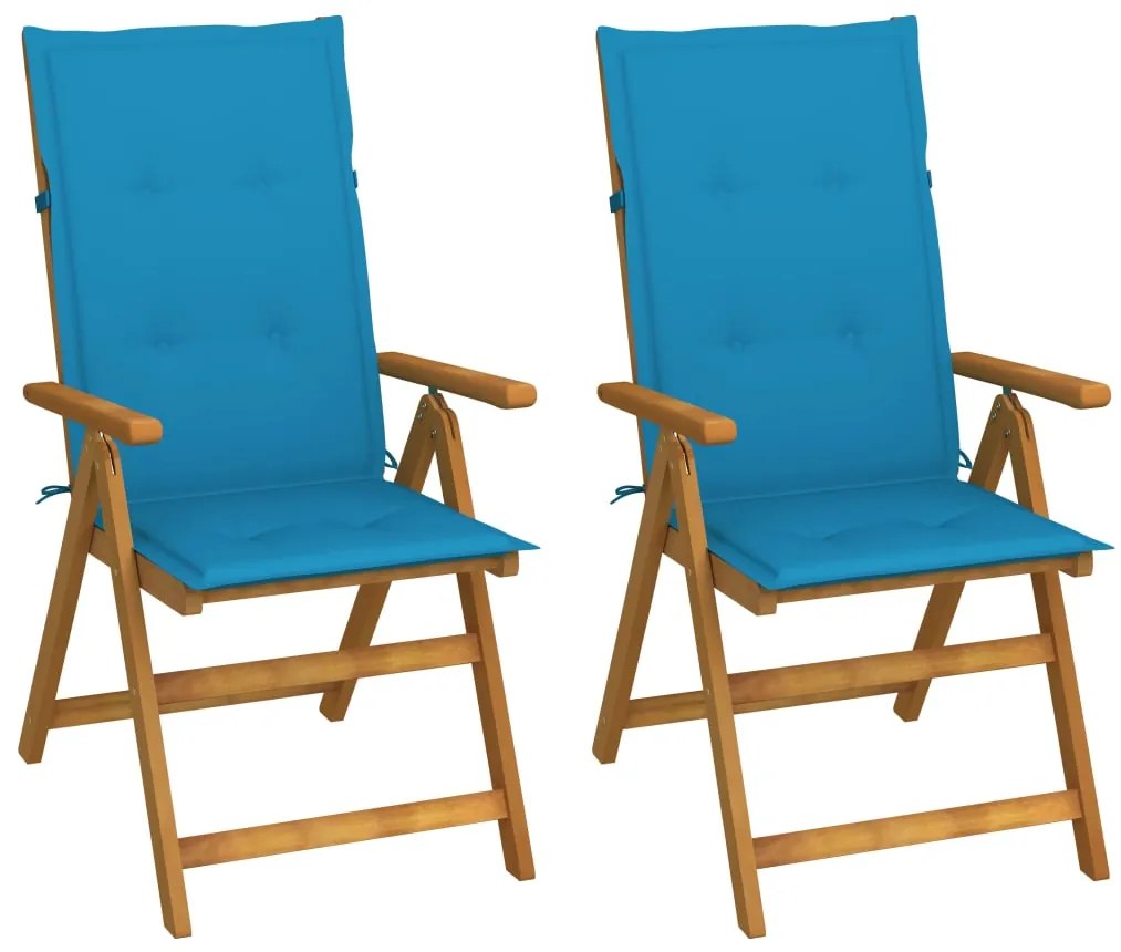 vidaXL Cadeiras jardim reclináveis c/ almofadões 2 pcs acácia maciça