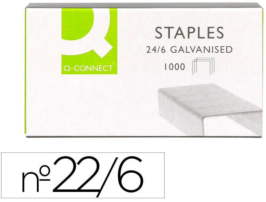 Agrafes Q-Connect Galvanizados 22/6 24/6 Caixa 1000 Unidades