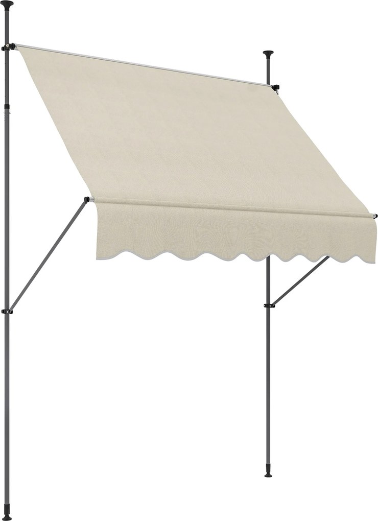 Outsunny Toldo retrátil autoportante manual 2L x 1,2l x 2,1-3H m inclinação ajustável metal alumínio poliéster areia | Aosom Portugal