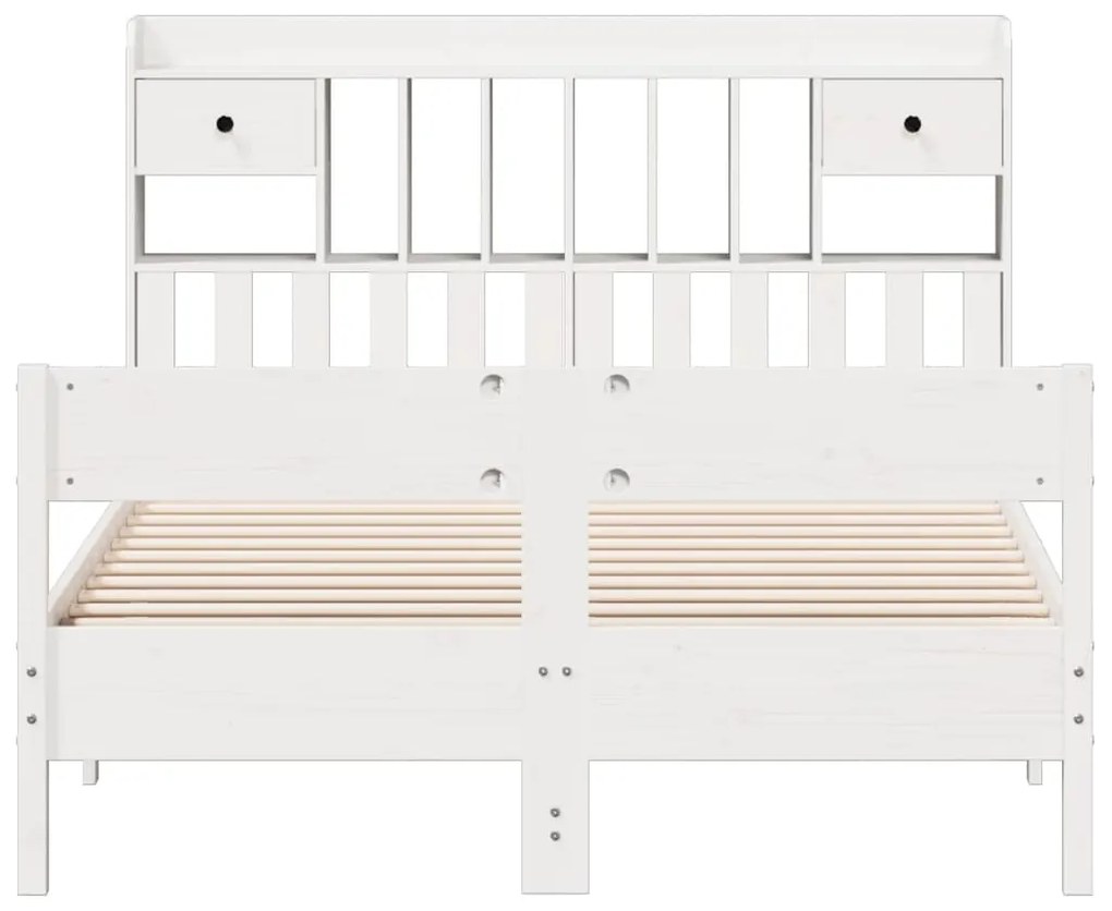 Cama com estante sem colchão 140x190 cm pinho maciço branco