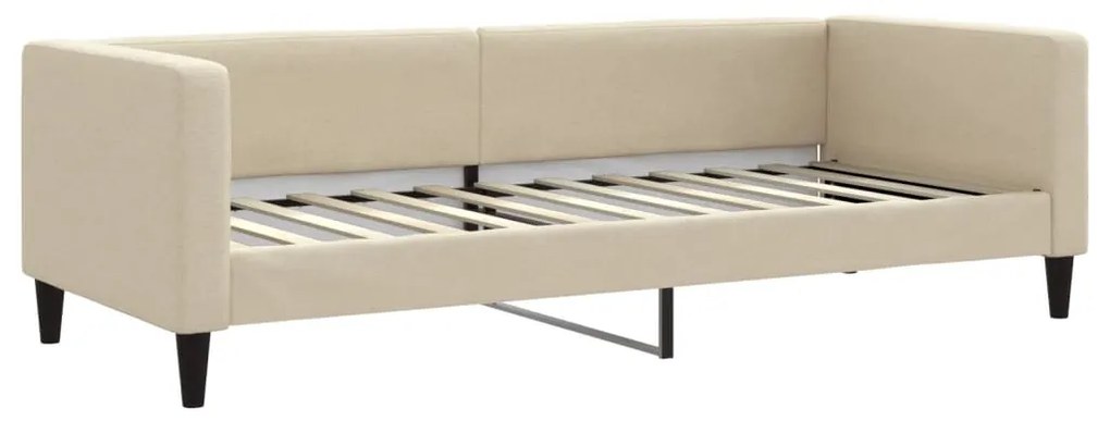 Sofá-cama com colchão 80x200 cm tecido cor creme