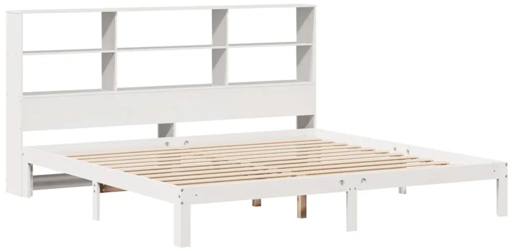 Cama com estante sem colchão 180x200 cm pinho maciço branco