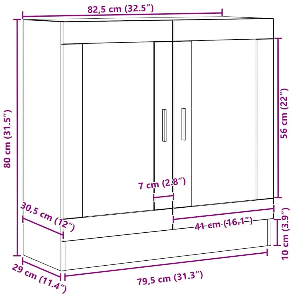 Estante de Livros vidaXL em Preto Carvalho 82,5x30,5x80 cm em Madeira