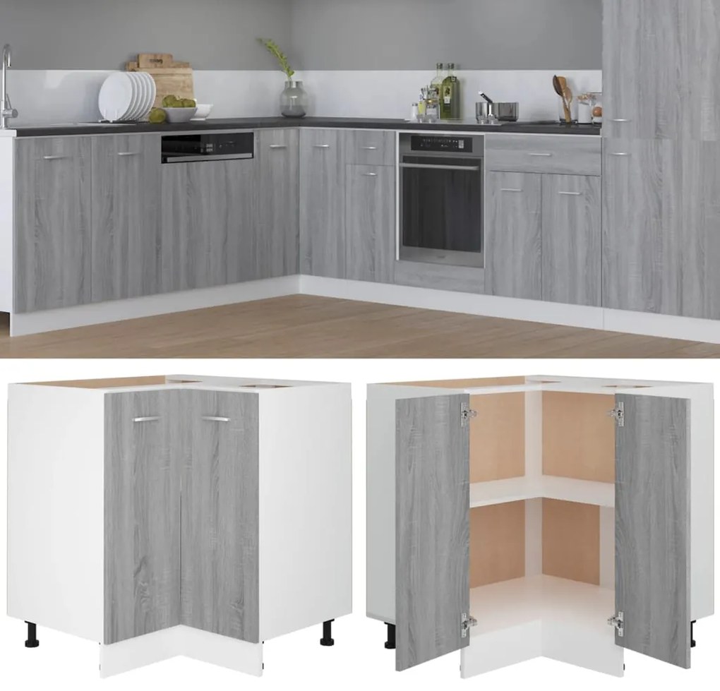 vidaXL Armário cozinha “Lyon” 75,5x75,5x81,5cm sonoma cinza