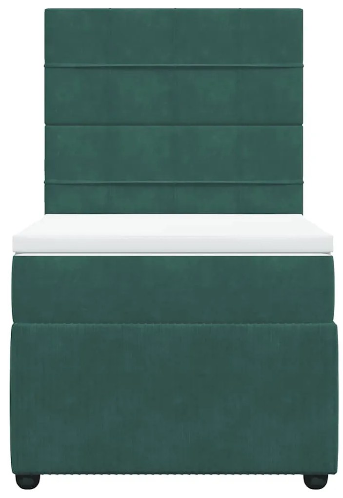 Cama com molas/colchão 90x190 cm veludo verde-escuro