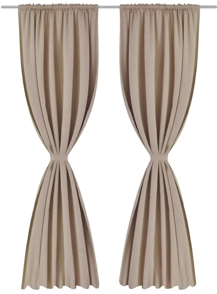 Cortinas opacas + barra de franzir 2 pcs 135 x 245 cm creme