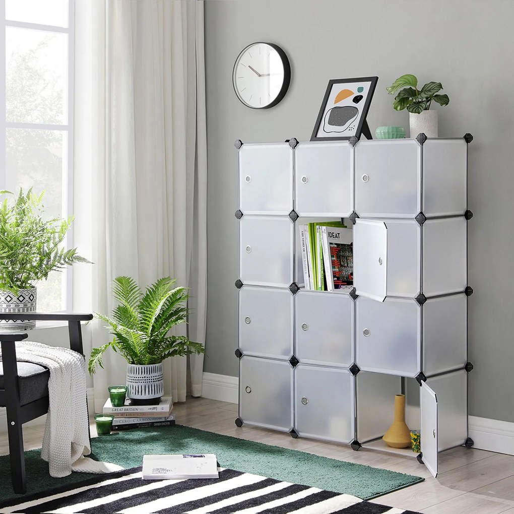 Armario Cubos com 12 compartimentos 93 x 31 x 123 cm Branco