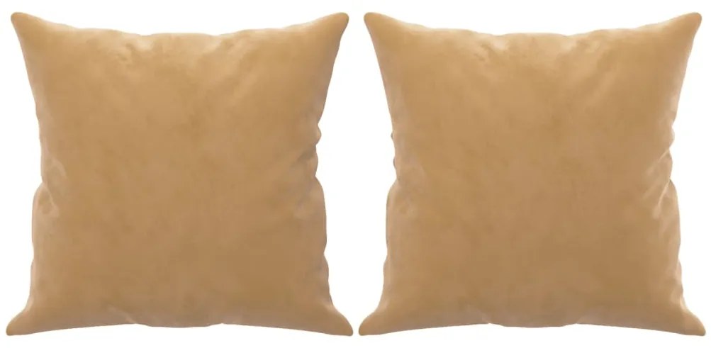 Sofá 2 lugares c/ almofadas decorativas 140 cm veludo castanho