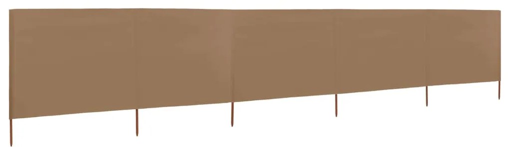 Para-vento com 5 painéis em tecido 600x80 cm cinza-acastanhado