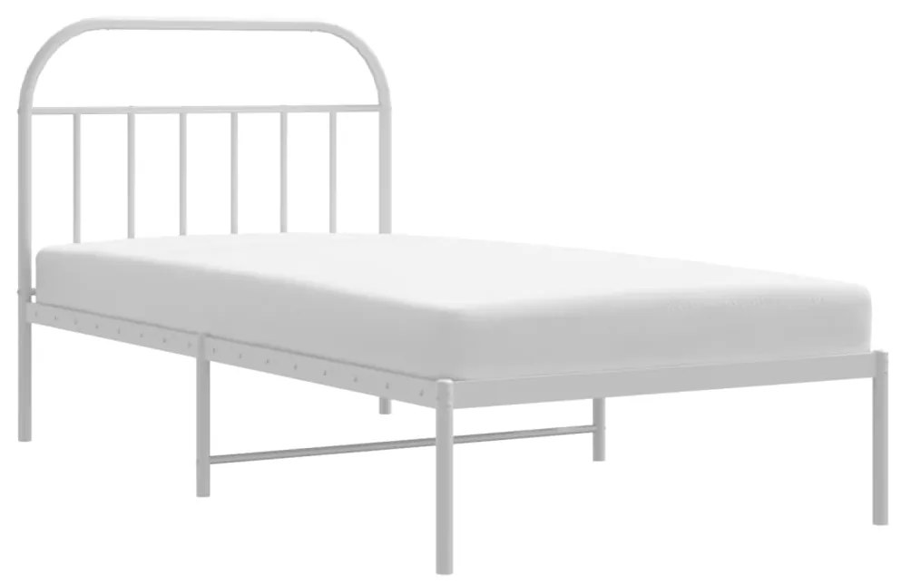 Estrutura de cama com cabeceira 100x190 cm metal branco