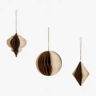 Conjunto De 3 Enfeites De Natal Em Papel Doreimi Ouro Velho - Sklum