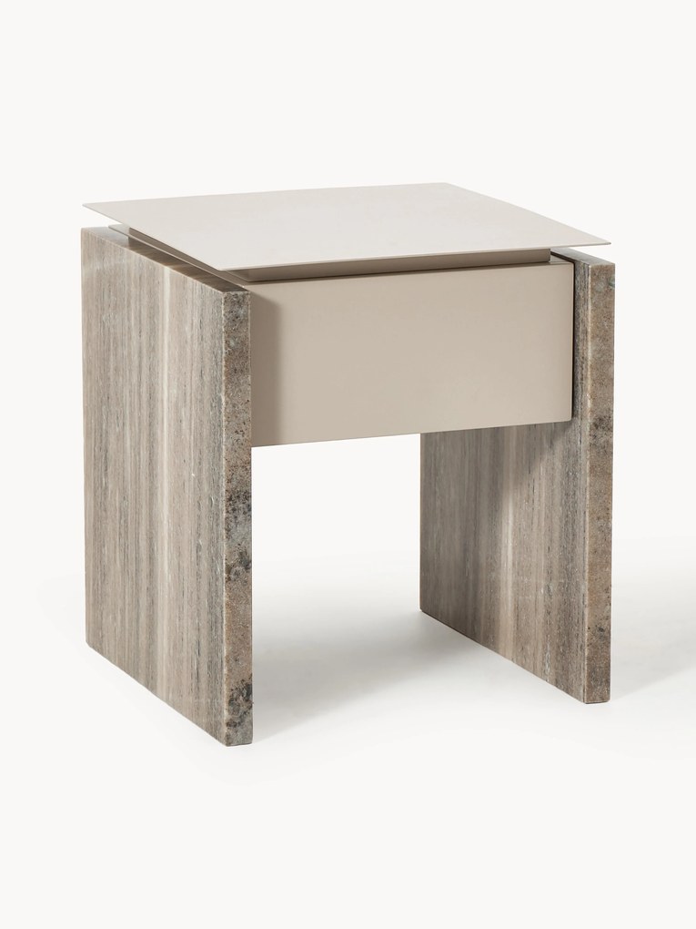 Mesa de cabeceira em mármore e metal Bruce